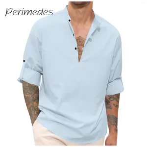 Men's Casual Shirts Solid Color Summer Long Sleeve 2024 Suit Loose Soft Shape Retention Tailored Fit Fashion Ropa Hombre