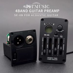 Gitarr Acoustic Guitar Preamp SE4N 4 Bands EQ Equalizer Pickup Guitarra Preamp Piezo Pickup With LCD Tuner Guitar Parts Accessories