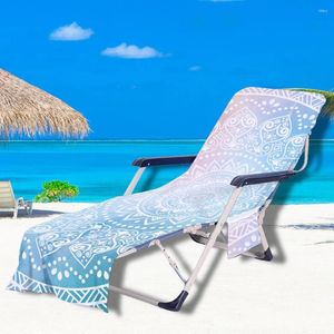Pokrywa krzesła Mandala Beach Cover Cover Basen Lounge z kieszeniami wakacje przy basenie duże pocke