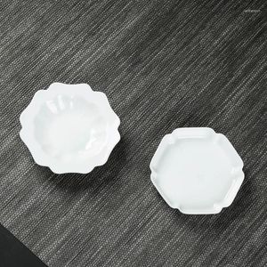 Tea Trays White Porcelain Kungfu Set Accessories Japanese Ceremony Ceramic Teacup Pad Holder Isolation Wholesale