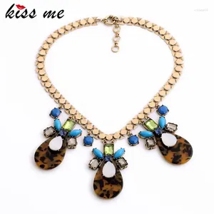 CHOKER KISSME Großhandel Vintage Schmuck Leopardenharz Stein Anhänger Halskette Maxi Store