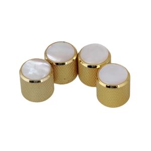 Kablar 4x Golden Volume/Tone Control Metal Shell Top Dome Knobs For Electric Guitar