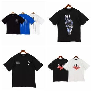 Letter Ink Drop Core Casual Print T -shirt Kort ärm T -shirt Graffiti Par TEE TEES TOPS PURGOVER Skjortor 240412