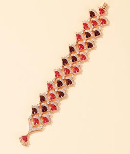 Bracelets de charme Fanshaped tesouros coloridos pulrosetas cor de zircônio de zircônio de zircônio dourado fã do banquete noturno de damas noturnas5858004