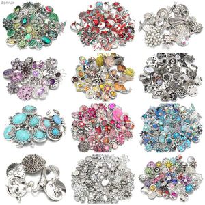 Outras pulseiras 10pcs/lotes jóias de jóias por atacado Mix Snaps Snaps Rhinestone Flor 18mm Botões de encaixe Fit Couro Snap Snap Banglel240415