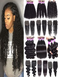 Kinky Curly Human Virgin Hair Bundles With Closure 9A Mongolian Virgin Hair Bundles With 4x4 Closure 100 Human Hair Wefts With La6024339