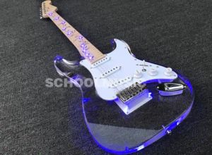 Guitar LED Light Electric Guitar Maple Acrylic Body Crystal Guitar Blue Sweet Sound