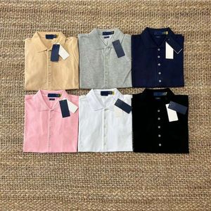 Ralp Laurens Polo Designer T-shirt RL Top Quality T-shirt Classic Loose and Bekväm kvinnor Fem knapp Elastisk smal kortärmad polo broderi skjorta