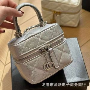 beach tote bag niche design silver leather handbag chanellies cute crossbody mouth red envelope high-end texture casual simplicity