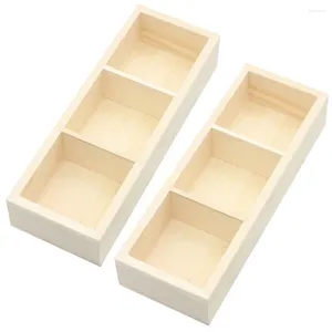 Tea Trays 2 Pcs Storage Wooden Box Teabags Organizer Cabinet Sugar Packet Holder Bins Small Kitchen Countertop Pantry