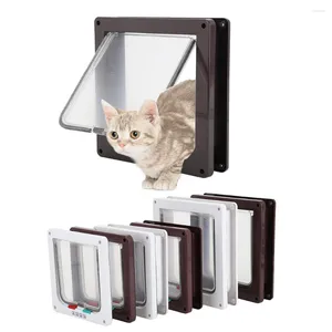 Cat Carriers Dog Flap Door With 4 Way Lock Pet Gate Security For Animals Plastic Small S/M/L Size 2 Color