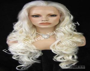 26quot Long 1001613 Bleached Blonde Density Density Heavy Friendly Fiber Lace Front Lace Hair Wig7422003