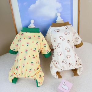 Odzież dla psów cztery nogi zielone brązowe kolory pasujące do piżamy dla psów odzież dla zwierząt jesień i zima noszenie słonecznika drukowana disfraz perro