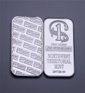 1 Troy Uunce 999 Fine Silver Bullion Bar Północno -Zachodnie Mint Silver Silverplate Mosiądz No Magnetism5308523