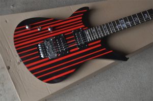 Kablolar Siyah ve Kırmızı Çizgiler Sol El Ele Elektro Gitar Donanımı Krom Kaplama Floyd Rose Bridge Stokta Gerçek Fotoğraflar 202238