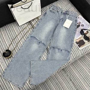 Designer de jeans feminino 24 Primavera Novo bordado de contraste de Nanyou Cha com buracos quebrados e cores de água lavadas de jeans versáteis de jeans reta vkru