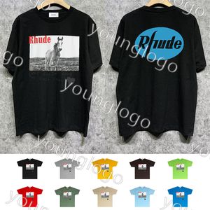 Rhude tees män kvinnor casual t shirt designer brev tryckt skjorta sommar lös korta ärm toppar