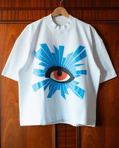 Мужская роскошная бренда хлопок на свободной футболке готический глаз 3D -принт мода высокая качественная футболка.
