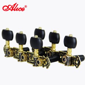 Kablolar Klasik Gitar Tuner Gitar Makinesi Başlıkları (Uzun) 3+3 Set Ayarlama Keys Makinesi Pegs Alice Tuning Caps