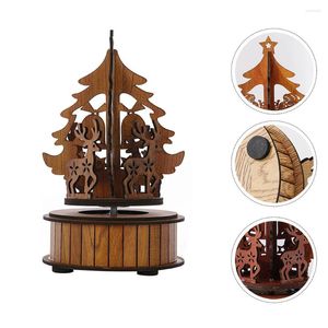 Dekoracyjne figurki Trojan Music Box Christmas Musical prezentuje prezenty na rok 2024 Mini Wooden