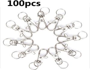 100pcslot Swivel hummerklämmklämmor Key Hook Keychain Split Key Ring Finds Clasps för nyckelringar som gör H09158379853
