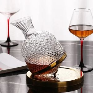 High Grade Crystal Glass 360 Rotating Decanter Tumbler 1500ml Wine Dispenser Aerator Mirror Jug Gift Bar Decoration 240415