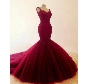 Красивые без спины Wiine Red Romaid Вечерние платья 2021 Кружевные бисеры с длинными платья для выпускного вечера кружев