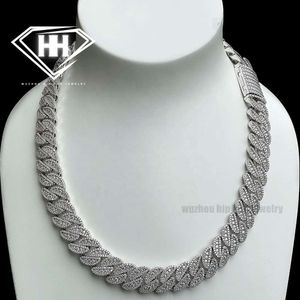 Hiphop New Cuban Half Moon Chain Final S925 Silver 20mm 3 linhas VVs D Cor de diamante cortado ideal colar de moissanita