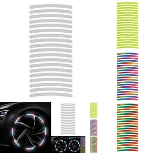新しい新しいアップグレード20pcsカラフルなカーホイールリフレクターステッカーナイト警告オートオートバイバイクタイヤオートアクセサリーの反射デカール