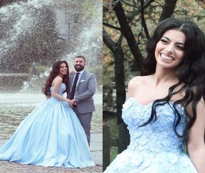 Light Sky Blue Ball Gown Prom Dresses Sweetheart Satin Plus Size Quinceanera Dresses Fairy Sweet 16 GOWNS BALL GOWN Dresses7044916