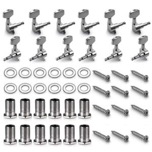 Cavi Sostituzione Accessori per pezzi di ricambio Accessori 12 Pacchetto Acustic Guitar Guitar Pins Knobs Testa (6 sinistra + 6 a destra) Silver