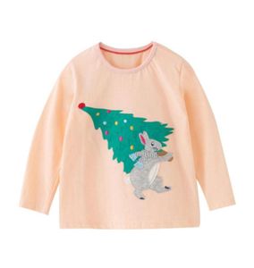 リトルメイブンガールズオータムクリスタムズツリーガールズ長袖トップTシャツの子供たち