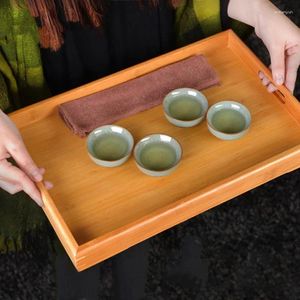 Tebrickor naturliga bambubricka enkelt bord kreativa rektangulära tekoppar små dessert kök tillbehör
