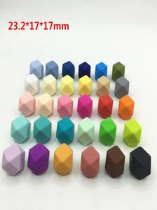 232mm största geometriska hexagon silikonpärlor DIY mycket 100st hexagon lösa individuella silikonpärlor i 30 färger8866811
