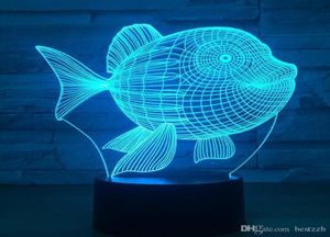 3D LEDナイトライトフィッシュデザイン7カラータッチスイッチLEDライトプラスチックランプシェイプ3D USBパワーライト雰囲気斬新なLIG9258003