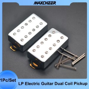 Kablolar pirinç kapağı humbucker çift bobin 12 delikli humbucker yüksek çıkış boyun 7.5k/ köprü lp gitar siyah krom için 15k bobin bölme