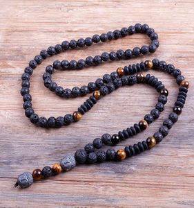 Novo design preto de 6 mm Blava Stones Wood Men039S Hematite Buddha Bead Colar4507434