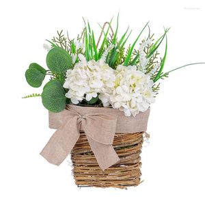 Decorative Flowers Basket Door Decor Remarkably Realistic Blooms Spring Hydrangea Garland Simulation Rattan Hanging Decoration