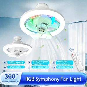 Figuras decorativas ventilador de teto com RGB Light Remote Control Timer Auto On/Off Dimmable Color Alwar