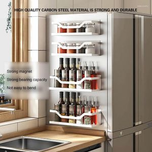 Kitchen Storage Refrigerator Magnetic Rack Side Multifunctional Installation Free Steel Seasoning Cling Film Shelf 2pcs