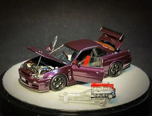 PGM X ONE MODELO 1 64 R34 Z TUNE JADE Midnight Purple Full Open Limited Edition Modelo Diecast Model Car 240402