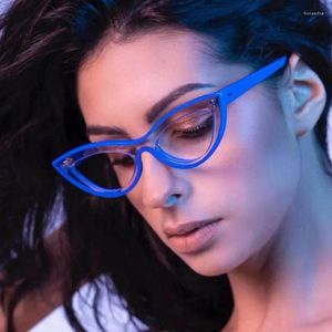 Sunglasses Frames Blue Light Glasses Women Cat Eye Eyeglasses Transparent Computer Clear Spectacles Small Oval Ladies