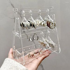 Dekorativa plattor Mini Coat Hanger Rack Earring Display Stand Acrylic Jewelry Storage Show Organizer Hook For Girls Diy Gift