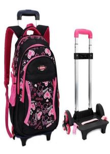 Kid039s Travel Rolling Bagage Bag School Trolley Plecak Plecak Dziewczyny na kółkach Girl039s Trolley School Wheeled Plecak 5981455680711