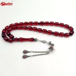 Albashan 10x1m Rotes Harz Tasbih Misbaha Gebetsperlen Muslimische Accessoires Arabisch Rosenkranz Schmuck Eid Geschenk Islamische Armbänder 240412