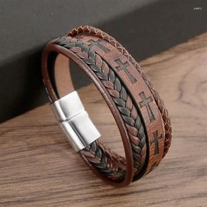 Charmarmband Fashionabla läderarmband för män vintage handvävd hip-hop punk hand smycken gåvor släpp grossist