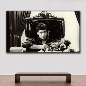 Al Pacino Scarface Movie Affisch Famous Canvas Prints Black and White Oil Målning Retro Wall Pictures For Living Room Modern Home Decoration