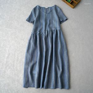 Sukienki imprezowe 102-108 cm Busta Summer Kobiet Krótki luźne luźne w rozmiarze Wygodna w paski w paski w paski w rozmiarze