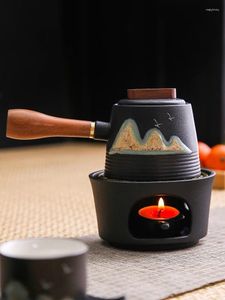 Hip Flasks Ceramic Pitcher Water Jug Coarse Pottery Teapot Heating Base Candle Boiling Tea Warm Stove Open Fire Domestic