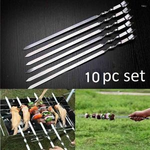 Ferramentas 10pcs churrasco churrasqueiro aço churrasqueiro kabob kebab skewers de agulha de espetos de 38 cm de churrasqueira aço inoxidável